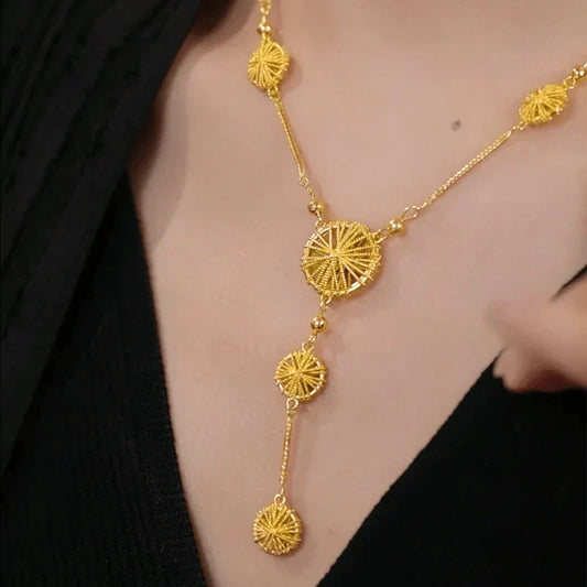 Gold Circle Tassel Necklace